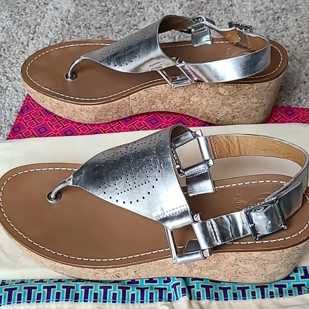 Tory Burch Landon Laser Cut Cork Wedge